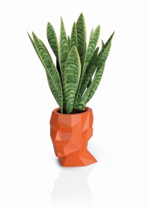 Designerska donica Monumo Adonis pomarańczowa z wewnętrzną półką 40 cm