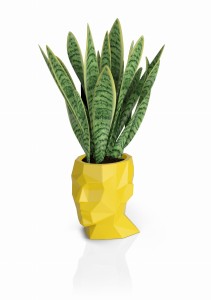 Designerska donica Monumo Adonis żółta  z wewnętrzną półką 40 cm