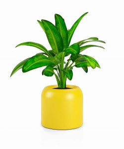 Okrągła nowoczesna donica Monumo Ambienti żółta pojedyncze dno 46 cm