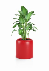 Okrągła nowoczesna donica Monumo Ambienti czerwona pojedyncze dno 39 cm