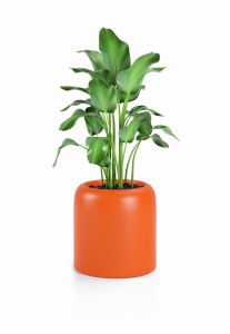 Okrągła nowoczesna donica Monumo Ambienti pomarańczowa pojedyncze dno 39 cm