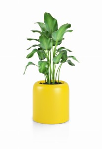 Okrągła nowoczesna donica Monumo Ambienti żółta pojedyncze dno 39 cm