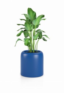 Okrągła nowoczesna donica Monumo Ambienti niebieska pojedyncze dno 39 cm