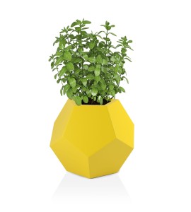 Geometryczna szeroka donica Alma żółta z wewnętrzną  półką 53cm 