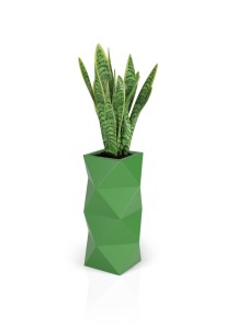 Wysoka designerska donica Asti limonka z wewnętrzną półką 78 cm