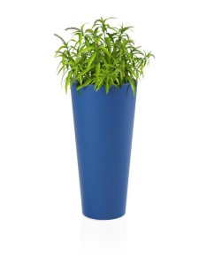 Wysoka donica okrągła Habana niebieska z wewnętrzną półką 80 cm
