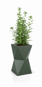 Duża geometryczna donica Valencia butelkowa zieleń pojedyncze dno 70 cm