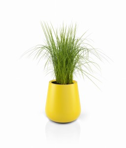 Okrągła nowoczesna donica Monumo Lago żółta z wewnętrzną półką 50cm