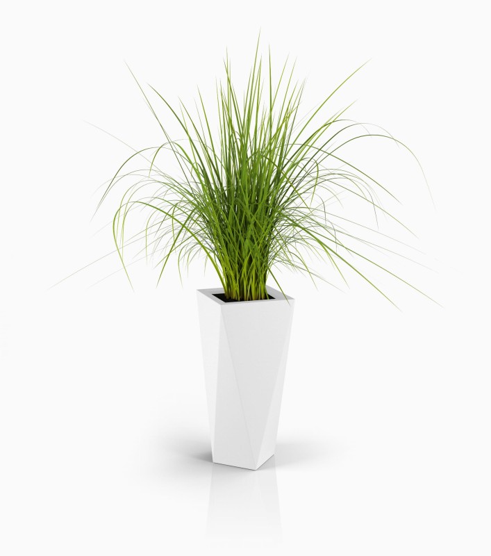 Wysoka designerska donica Vaso biała z wewnętrzną półką 72cm