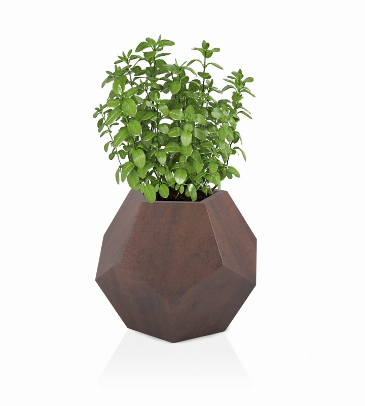 Geometryczna szeroka donica do salonu Alma corten effect