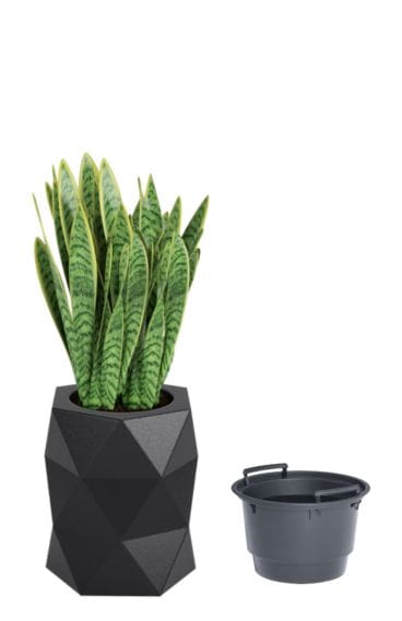 Geometryczna donica do salonu Modena czarna z wkładem.jpg