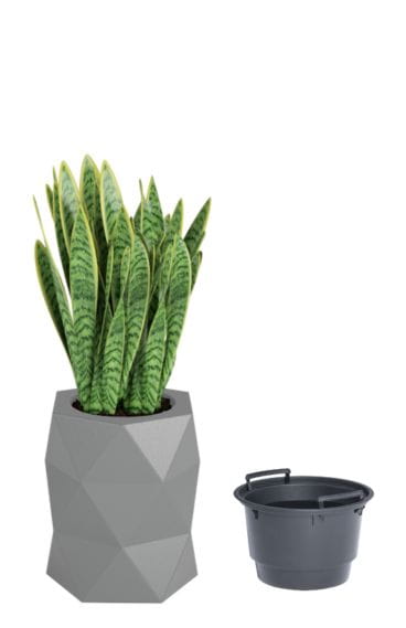 Geometryczna donica do salonu Modena szara z wkładem.jpg