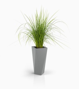Wysoka designerska donica Vaso szara pojedyncze dno 72cm