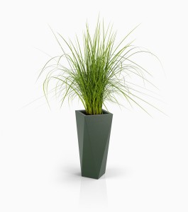 Wysoka designerska donica Vaso butelkowa zieleń z wewnętrzną półką 72cm
