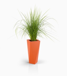 Wysoka designerska donica Vaso Pomarańczowa z wewnętrzną półką 72cm