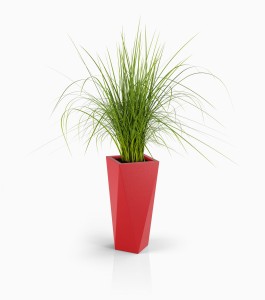 Wysoka designerska donica Vaso czerwona pojedyncze dno 72cm