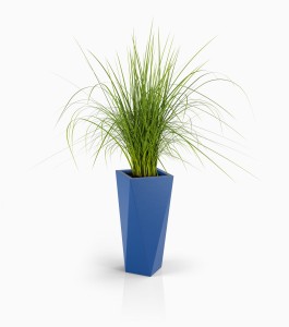 Wysoka designerska donica Vaso niebieska z wewnętrzną półką 72cm