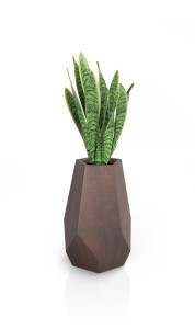 Duża wysoka geometryczna donica Bari corten effect z wewnętrzną półką 71 cm