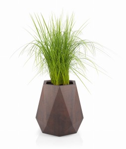 Geometryczna duża donica Flavi corten effect z wewnętrzną półką 54cm