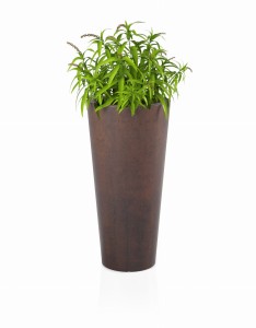 Wysoka donica okrągła Habana corten effect z wewnętrzną półką 80 cm