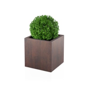 Kwadratowa duża donica Pixel pot corten effect z wewnętrzną półką 50 cm