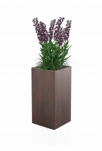Wysoka kwadratowa donica Tower pot corten effect z wewnętrzną półką 70 cm