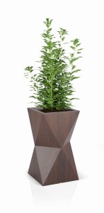 Duża geometryczna donica Valencia corten effect z wewnętrzną półką 70 cm