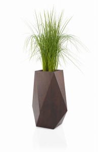 Wysoka nowoczesna donica Volcano corten effect pojedyncze dno 80 cm