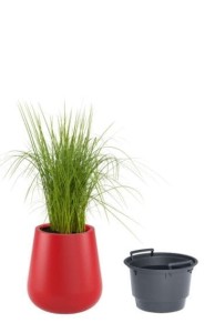 Okrągła nowoczesna donica Monumo Lago czerwona z wyjmowanym wkładem  50cm