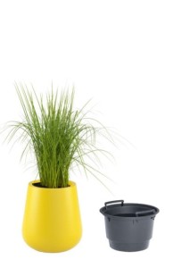 Okrągła nowoczesna donica Monumo Lago żółta z wyjmowanym wkładem  50cm