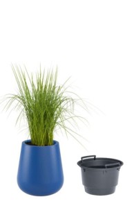 Okrągła nowoczesna donica Monumo Lago niebieska z wyjmowanym wkładem  50cm
