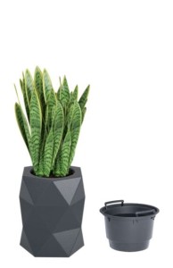 Stylowa duża donica ogrodowa Modena antracyt z wyjmowanym wkładem  54 cm 
