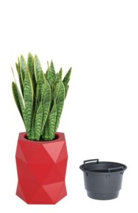Stylowa duża donica ogrodowa Modena czerwona z wyjmowanym wkładem  54 cm 