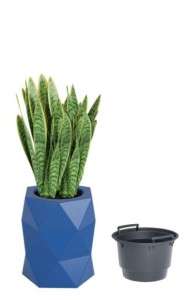 Stylowa duża donica ogrodowa Modena niebieska z wyjmowanym wkładem  54 cm