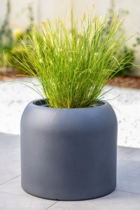 Okrągła nowoczesna donica Monumo Ambienti antracyt pojedyncze dno 46 cm
