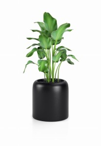 Okrągła nowoczesna donica Monumo Ambienti czarna pojedyncze dno 39 cm