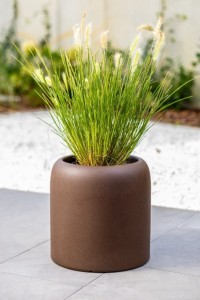 Okrągła nowoczesna donica Monumo Ambienti corten effect pojedyncze dno 39 cm