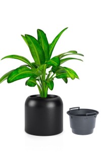 Okrągła nowoczesna donica Monumo Ambienti czarna z wyjmowanym wkładem 46 cm