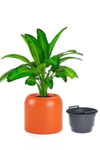 Okrągła nowoczesna donica Monumo Ambienti pomarańczowa z wyjmowanym wkładem 46 cm