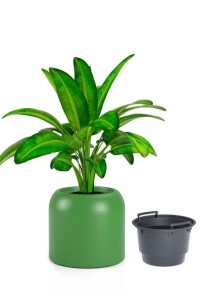 Okrągła nowoczesna donica Monumo Ambienti limonka z wyjmowanym wkładem 46 cm