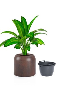 Okrągła nowoczesna donica Monumo Ambienti corten effect z wyjmowanym wkładem 46 cm
