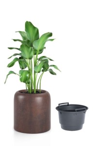 Okrągła nowoczesna donica Monumo Ambienti corten effect z wyjmowanym wkładem 39 cm
