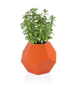 Geometryczna szeroka donica Alma pomarańczowa z wewnętrzną  półką 53cm