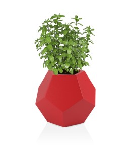 Geometryczna szeroka donica Alma czerwona z wewnętrzną  półką 53cm 