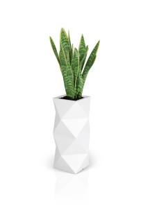 Wysoka designerska donica Asti biała pojedyncze dno 78 cm