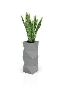Wysoka designerska donica Asti szara pojedyncze dno 78 cm