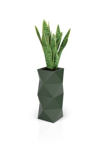 Wysoka designerska donica Asti butelkowa zieleń z wewnętrzną półką 78 cm