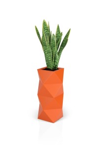 Wysoka designerska donica Asti pomarańczowa  z wewnętrzną półką 78 cm