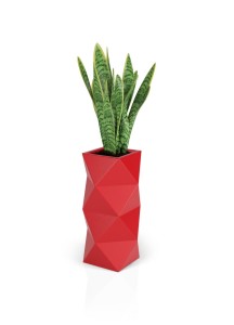 Wysoka designerska donica Asti czerwona  z wewnętrzną półką 78 cm