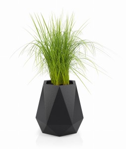 Geometryczna duża donica Flavi czarna pojedyncze dno 54cm